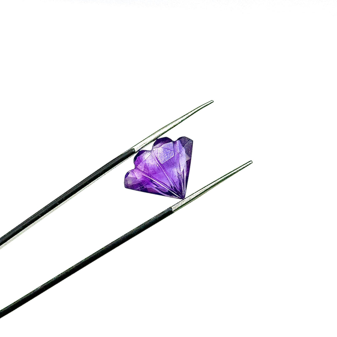 Carved Amethyst Triangle Shape Gemstones, Natural Handmade Amethyst Fancy Shape Briolettes, Butterfly Wings Charm for Jewelry Making 15 MM