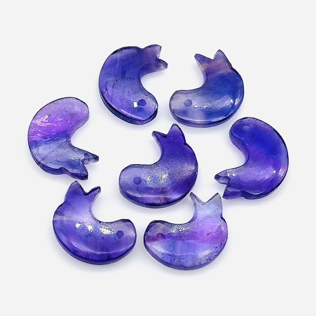 Natural Amethyst Dolphin Carving, Hand Carved Dolphin Shape Gemstone, 15 MM, Feminine Energy Fish Charm Healing Crystal, Carved Beads