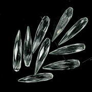 Natural Crystal Quartz Long Drop Shape Briolette's, Faceted Teardrop Beads, 7X30 MM Clear Drops for Earring Making, Loose Drops on Wholesale