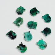 Natural Emerald Cat Face Carving, Kitty Shape Charms Beads, Faceted Emerald Handmade Carved Stone For Jewelry Making Beads 12x10 Approx