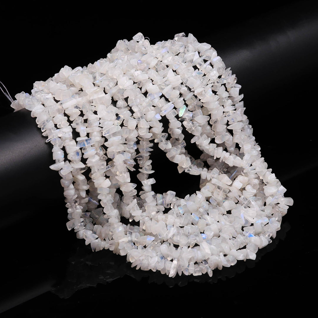 AAA Rainbow Moonstone Uncut Beads Strand, AAA Moonstone Chips Beads for Jewelry Making, 16" Inch Uncut Chip Beads, Freeform Uncuts