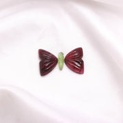 Superb Tourmaline Butterfly Shape Carved Gemstone, Deep Carved Natural Tourmaline Butterfly Shape Structure Insect Beads 20 MM Loose 3 Stone