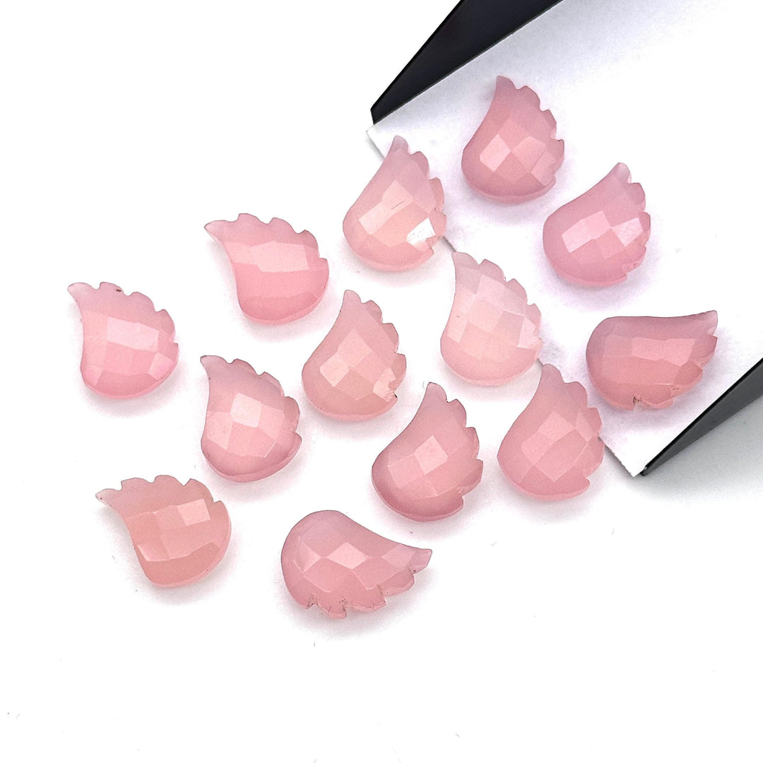AAA Pink Chalcedony Leaf Shape Beads, Hand Carved Leaf Shape Briolette's, Faceted Fancy Carvings for Jewelry, 11X15 MM, Wholesale Beads