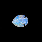 Load image into Gallery viewer, Hand Carved Rainbow Moonstone Fish Carving: Blue Flashy Briolette (22X28 MM)