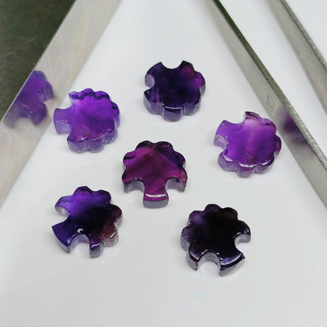 Natural Amethyst Tree Shape Hand Carved Gemstone Beads, 12X12 MM Purple Amethyst Fancy Shape Carving Loose Gemstone Beads for Jewelry Making