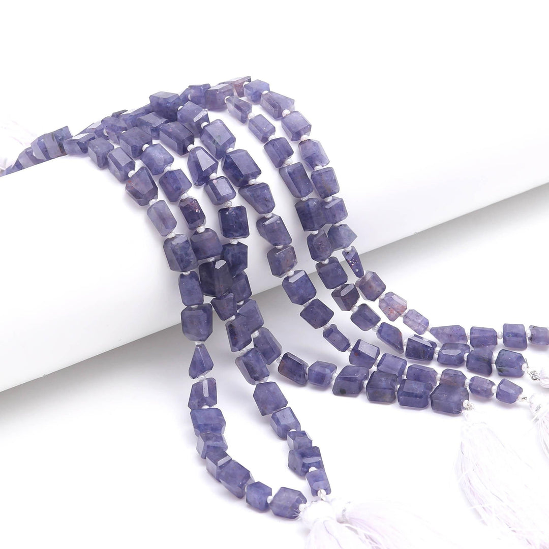 Natural Iolite Faceted Tumble Shape Gemstone Beads, AAA Iolite Nuggets Shape Beads ~ 8" Jewelry Making Wholesale Beads, 5X7-6X8 MM