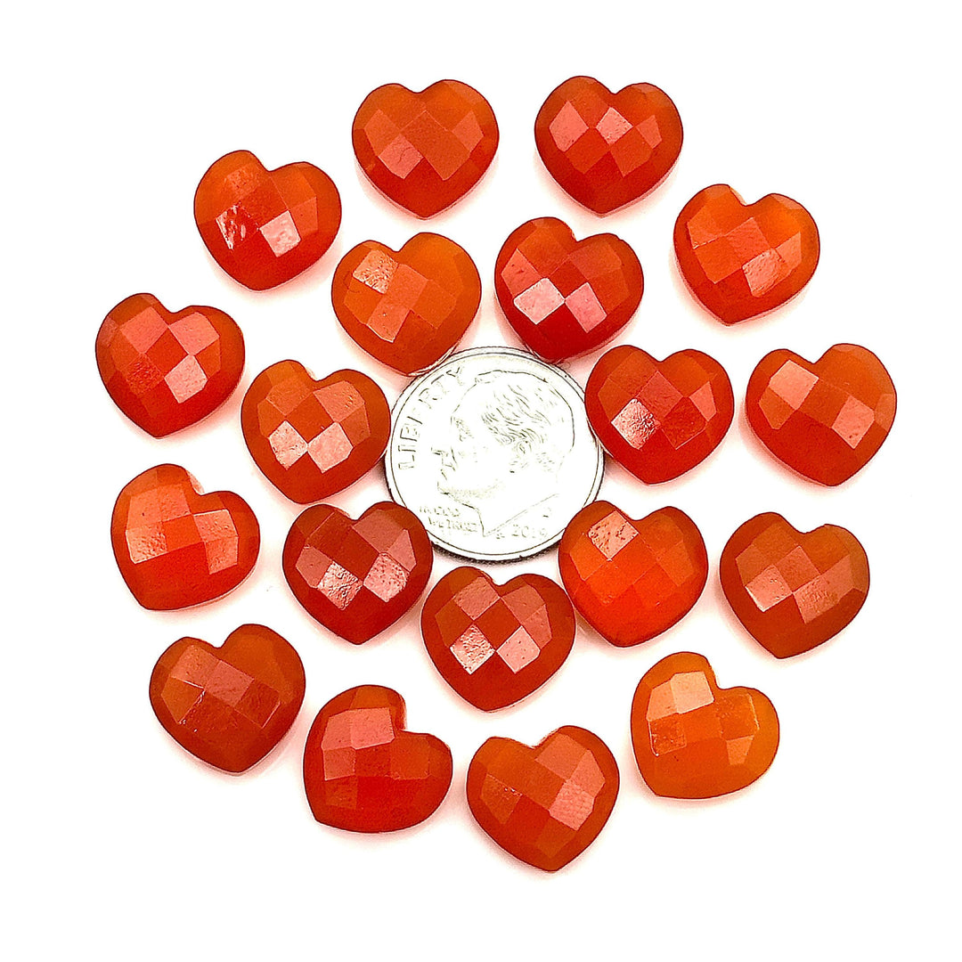 AAA Carnelian Heart Shape Briolette's, Natural Carnelian Faceted Heart Shape Beads, AAA Hand Carved Heart Charm, Jewelry Making Beads 12 MM
