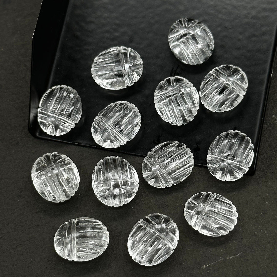 Crytal Quartz Scarab Shape Gemstone Beads, Crystal Quartz Beetle Face Carving Beads, Animal Carvings, Gemstone Charm Beads, 10X12 MM