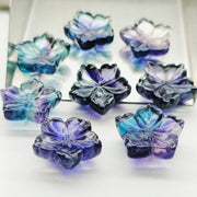 2,3,4,5 pcs 100% Natural fluoride Flower Shape Carved Gemstone, Flower Shape Carving, Carved Gemstone for Jewlery 14mm