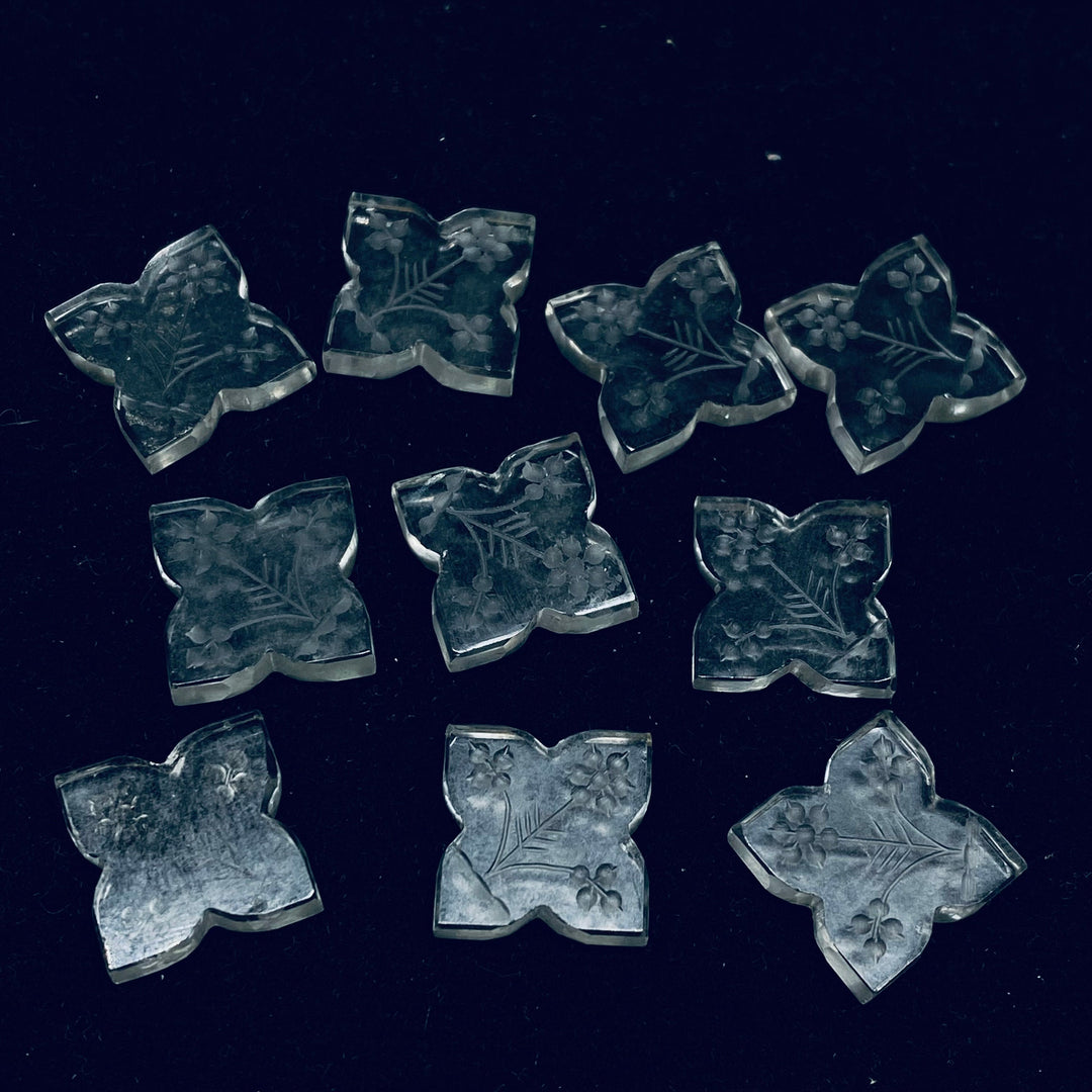 1,2,3,4 Pcs Natural crystal quartz Hand Carved Flower Shape, Carved Flower Shape Gemstone For Jewellery, Flower Shape Gemstone, 14mm