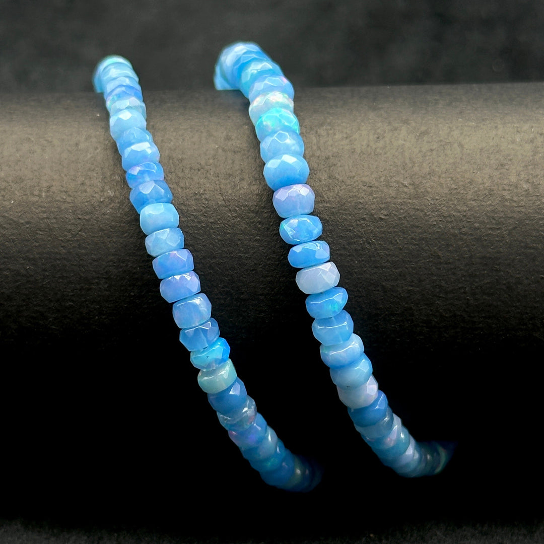 Beautiful Lavendar Opal Fire Beads Necklace, Flashy Faceted Rondelle Beads Necklace, 4-6 MM Healing Gemstone Necklace, Bridesmaid Gifts