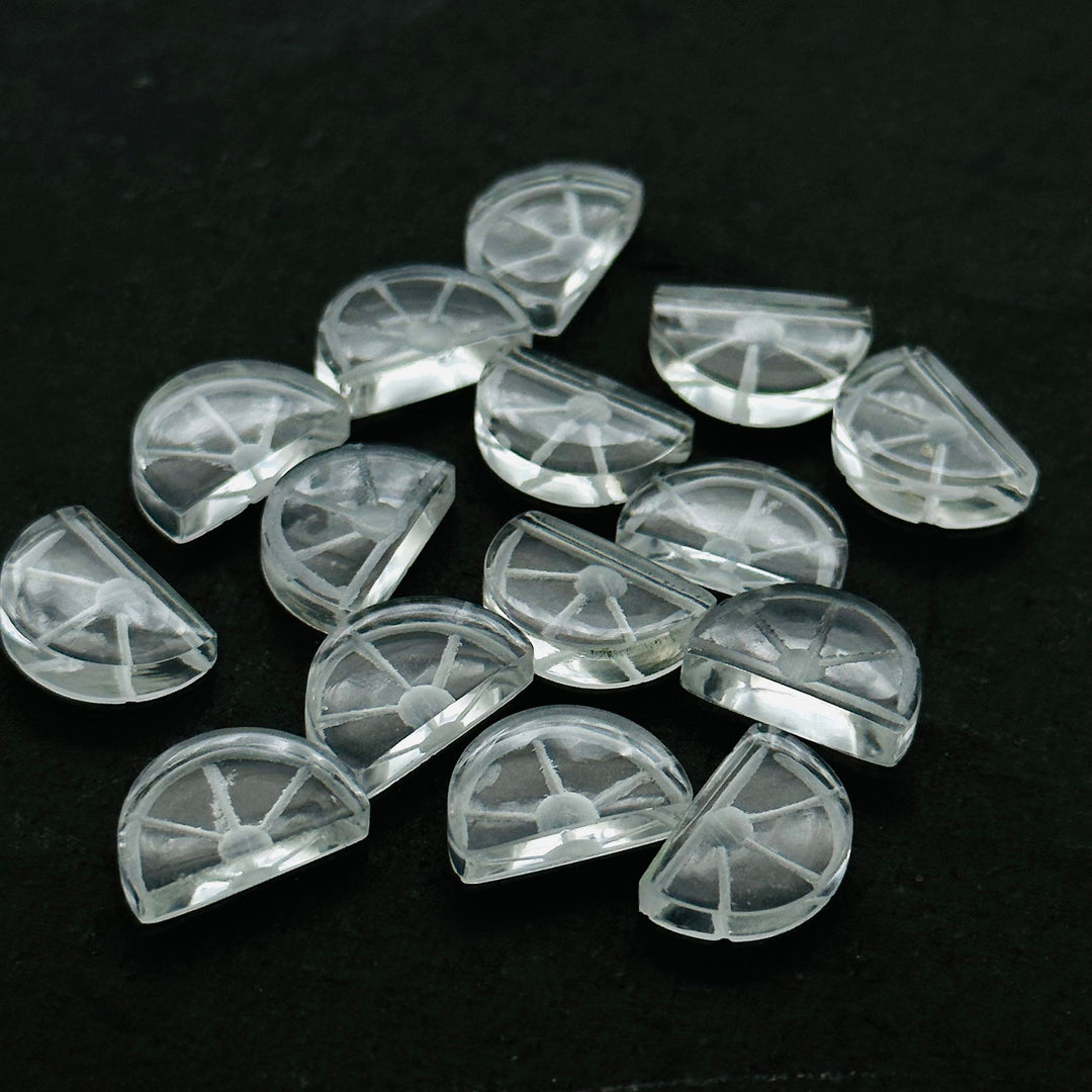 Natural Crystal Quartz Fruit Shape Gemstone, Half Lemon Slices Shape Gemstone, Hand Carved Beads, 13x9 MM, Jewelry Making Loose Gemstone