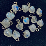 Load image into Gallery viewer, 5 pcs Natural Rainbow Moonstone Heart Shape Carved Gemstone Jewellery Making Charm With 925 Silver, Necklace , Earrings Making Charms 10mm
