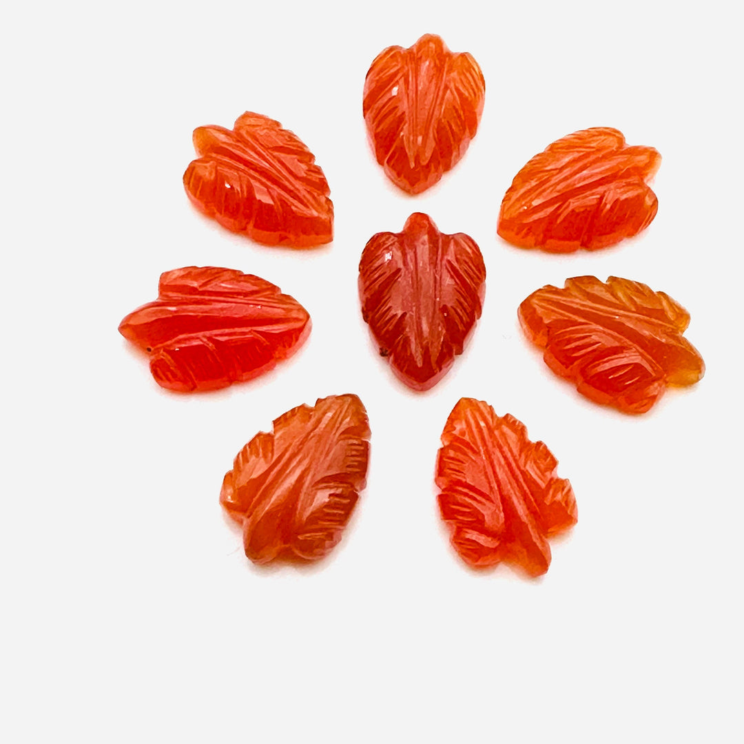 2,3,4,5 pcs Natural orange chalcedony Hand Carved Leaf Shape, Carved Leaf Shape Gemstone for Jewlery, Leaf Carving 18X12mm