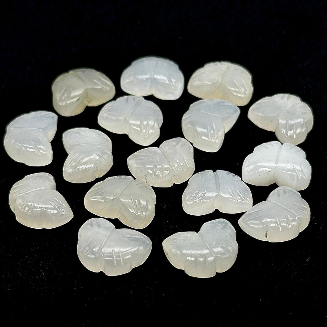 Natural White Moonstone Butterfly Shape Beads, White Moonstone Carved Briolettes, 13 MM, Loose Butterfly Charms, Moonstone Gemstone Beads