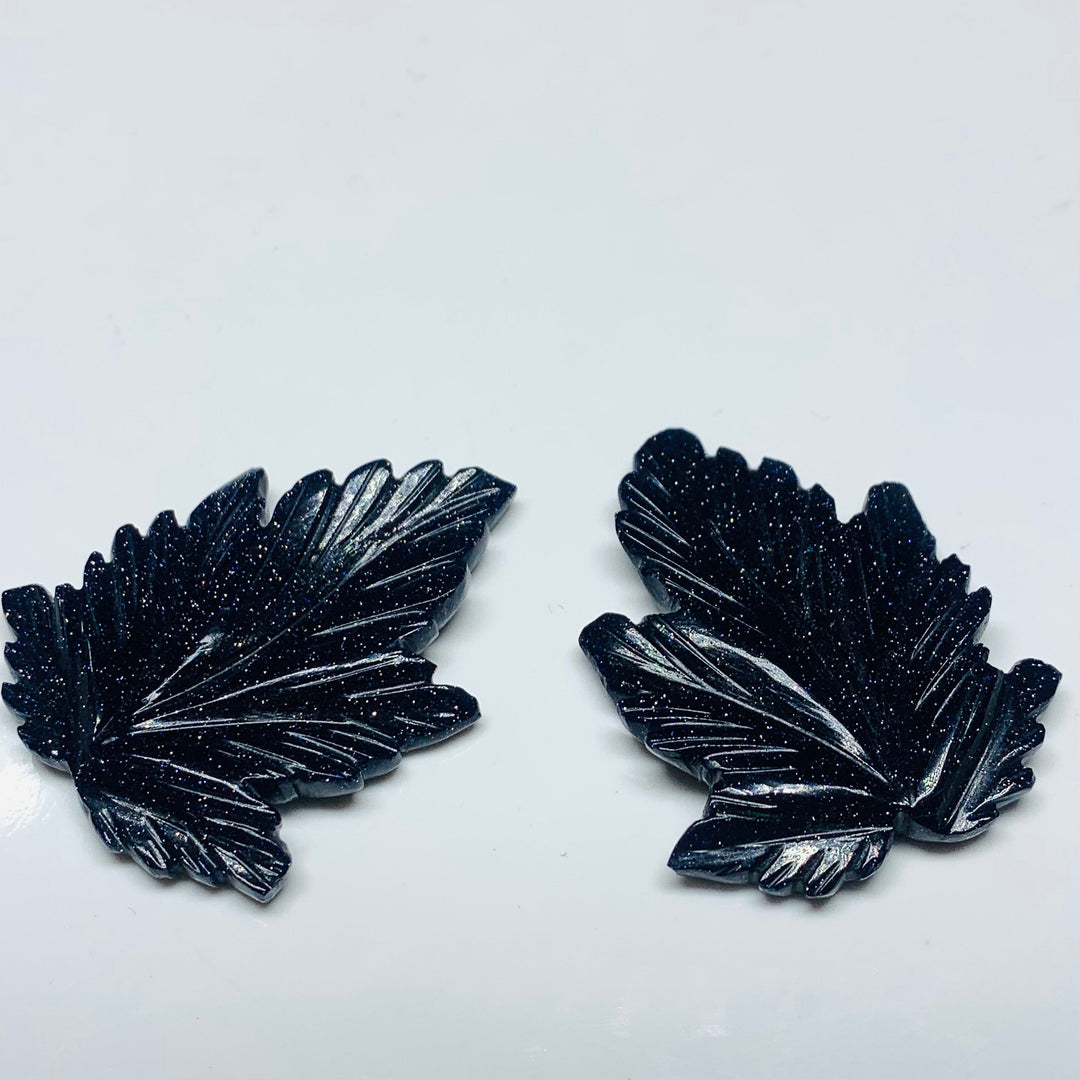 1 piece Black Sunstone  Carved Leaf Shape Gemstone,Black Sunstone  Carved, Loose Gemstone,  Natural Gemstone For Jewllery  41X33 mm
