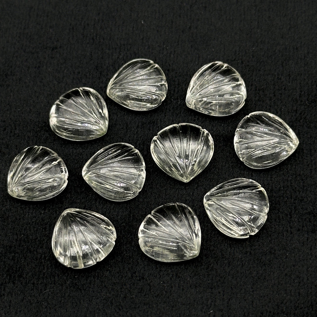 Natural Crystal Quartz Carved Shell Shape Beads, 12 MM Shell Beads, Carved Gemstone, Seashell Charm Gemstone, Hand Carved Shell Charms Beads