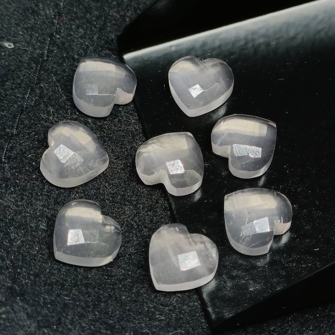 2,3,4,5 Pcs Natural Rose Quartz Heart Shape Gemstone, Faceted Carving Gemstone, 10 MM Heart Shape Briolette's Beads For Jewelry, Charm Beads