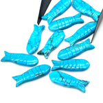 Load image into Gallery viewer, Blue Turquoise Handmade Fish Carving Beads, Blue Fish Shape Carved Gemstone, 10X30MM Loose Gemstone Fishes, Blue Fish Charm For Jewelry