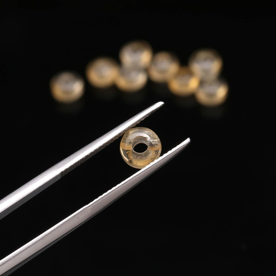 Natural Citrine Donut Shape Carving, AAA Citrine Donut Shape Beads, Loose Donut Shape Charm Beads, Energy Healing Stones, 6 MM