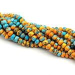 Load image into Gallery viewer, Excellent Quality Oyster Copper Turquoise Beads, Orange &amp; Blue Copper Tuquoise Smooth Rondelle Beads, 8-10 mm, 4 Inch Line, Wholesale Beads