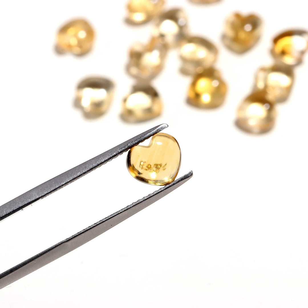 Natural Citrine Heart Shape Beads, AAA Citrine Smooth Heart Shape Charms, Mini Plain Heart Briolette's for Jewelry Making, 8 MM