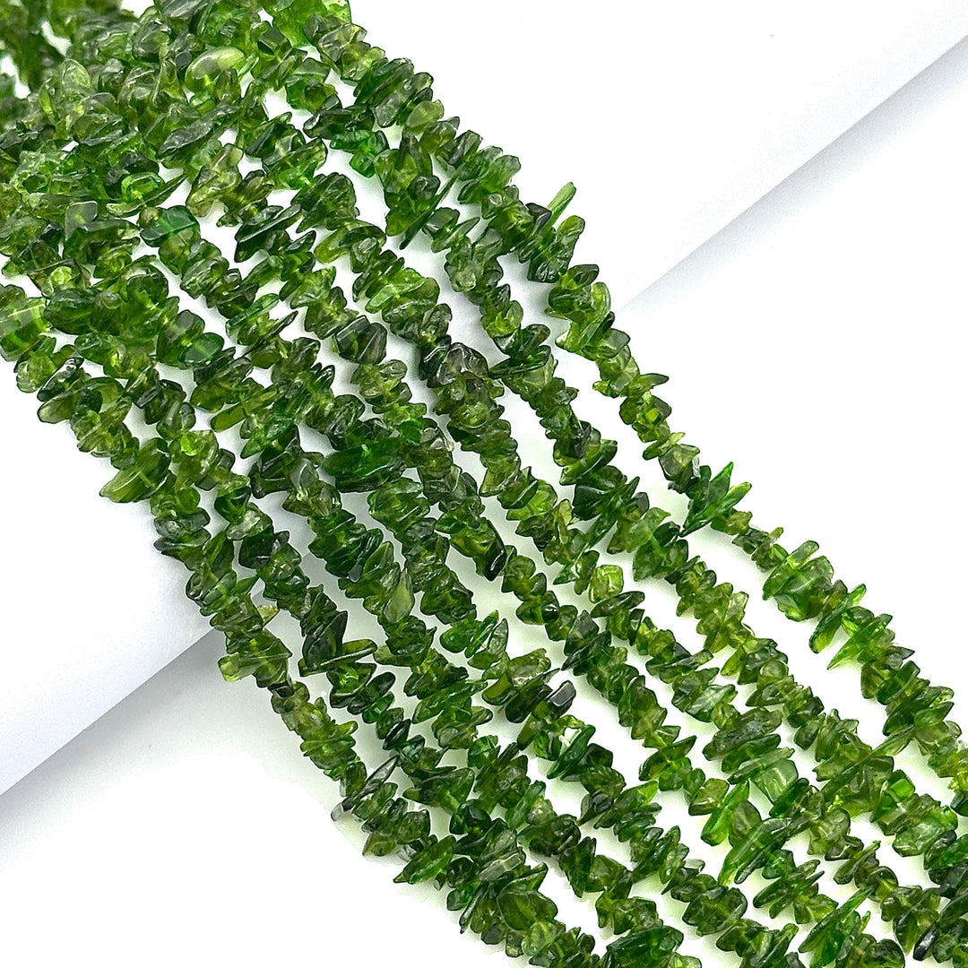 AAA Chrome Diopside Uncut Beads Strand, Chrome Diopside Chips Beads for Jewelry Making, 16" Inch Green Uncut Chip Beads, Freeform Uncuts