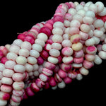 Load image into Gallery viewer, White &amp; Pink Opal Smooth Rondelle Beads, Shaded Opal Beads for Jewelry Making, Wholesale Loose Opal Beads, 8 MM Pastel Opal for Craft Making