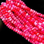 Load image into Gallery viewer, Hot Pink Opal Smooth Rondelle Beads, Plain Red Opal Beads for Jewelry Making, Wholesale Loose Opal Beads, 8 MM Dark Pink Opal Beads
