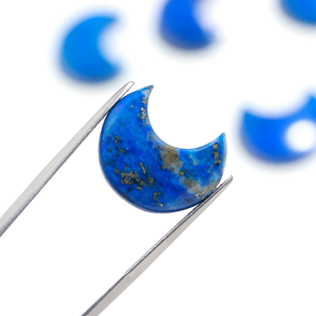 Natural Lapis Lazuli Moon Shape Beads 18 MM, Hand Carved Loose Half Moon Briolette's, Jewelry Making Smooth Gemstone Charms,