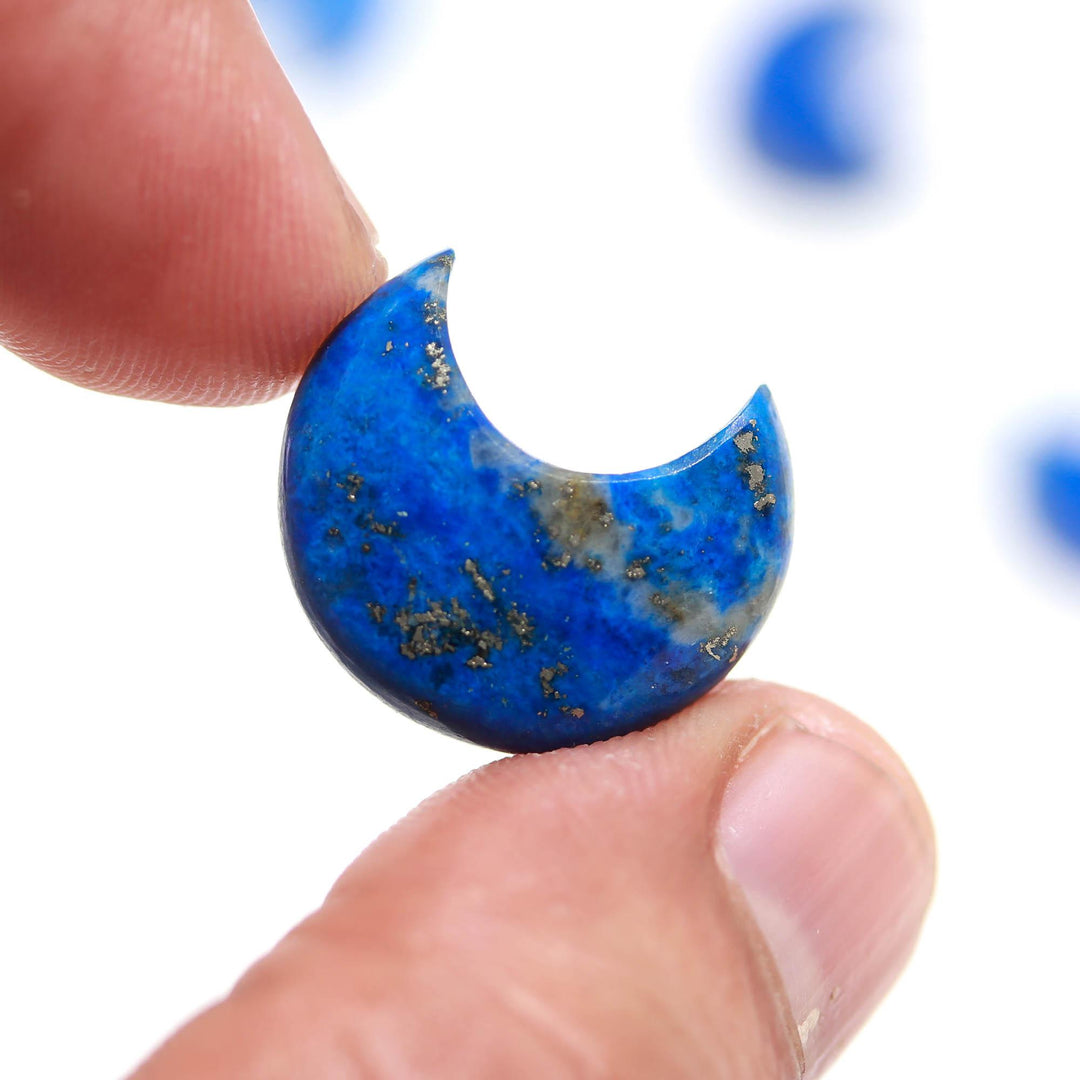 Natural Lapis Lazuli Moon Shape Beads 18 MM, Hand Carved Loose Half Moon Briolette's, Jewelry Making Smooth Gemstone Charms,