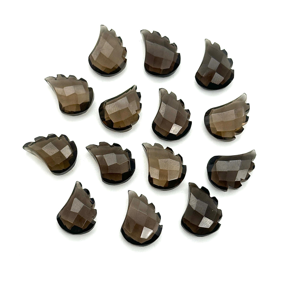 AAA Smoky Quartz Leaf Shape Beads, Brown Quartz Leaf Shape Briolette's, Faceted Fancy Carvings for Jewelry, 11X15 MM, Wholesale Gemstones