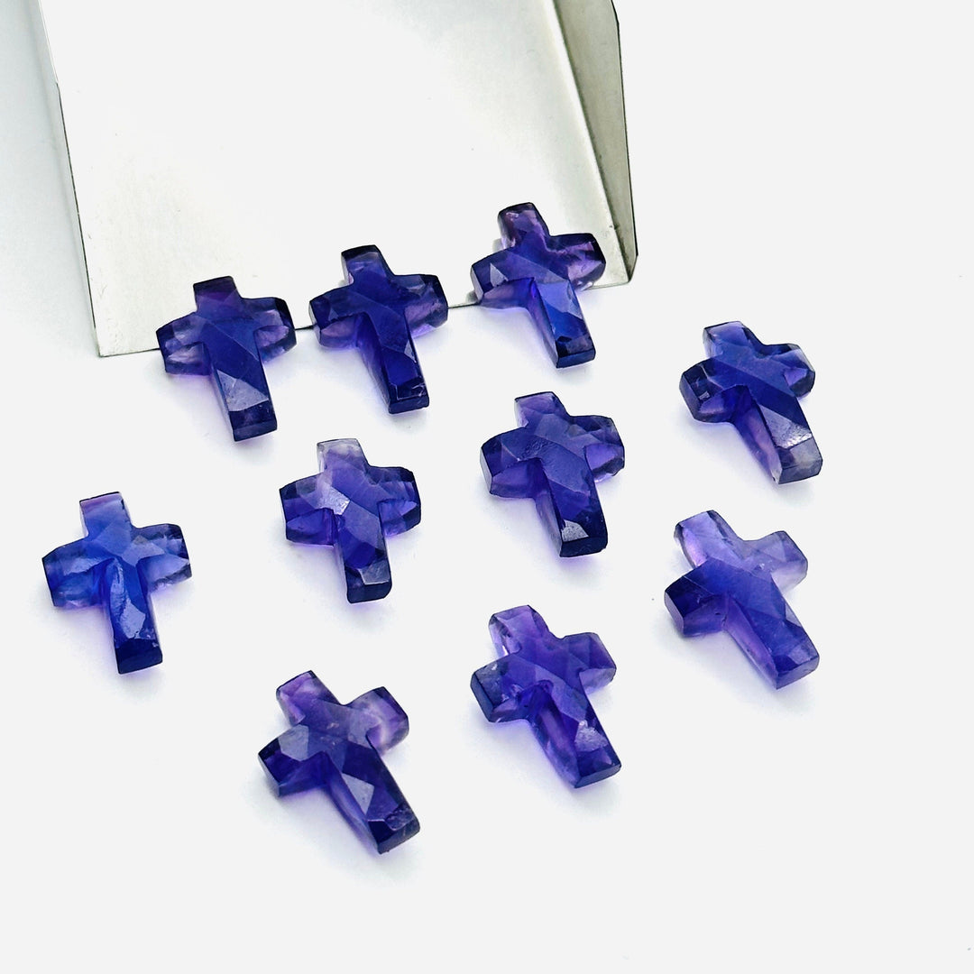 1,2,3,4,5 pcs Natural Amethyst Cross Shape Gemstone Beads, Amethyst Faceted Cross Gemstone Beads, Holy Beads For Jewelry & Carfts 15X10 MM