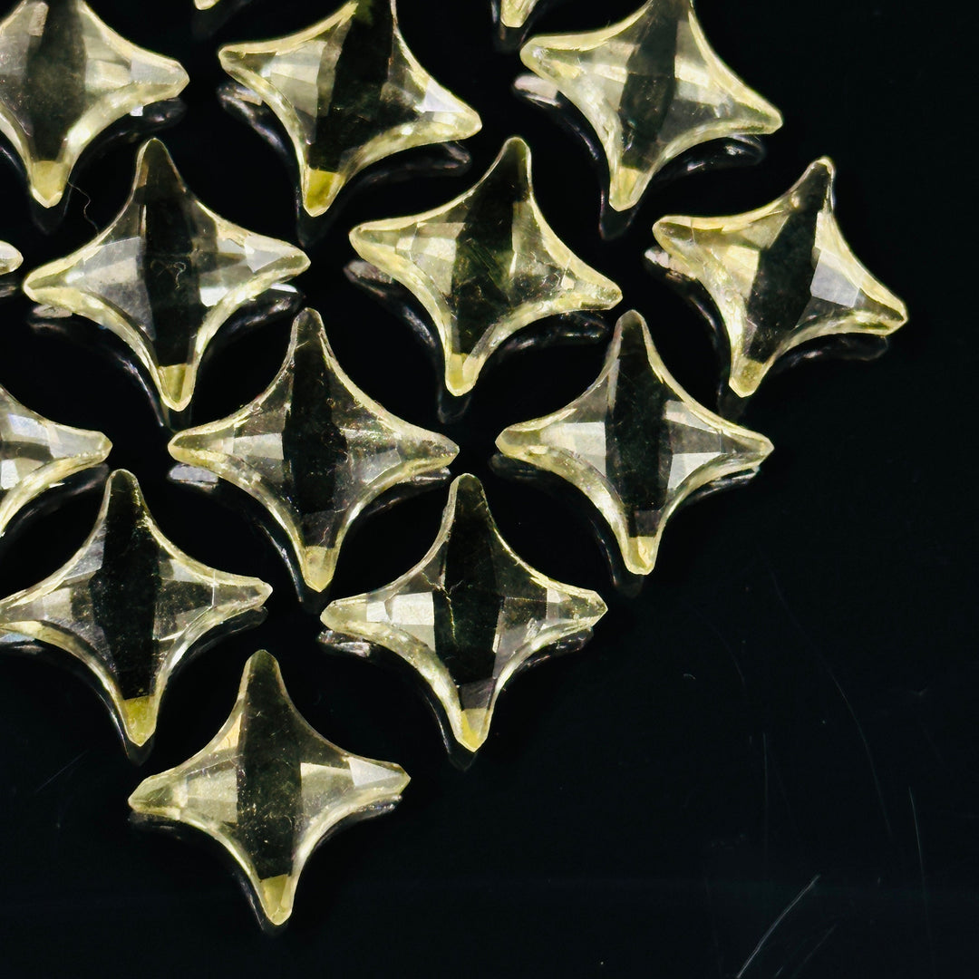 Natural Lemon Quartz Ninja Star Shape Carving Beads, Ninja Star Shape Gemstone Beads, 11X15 MM Jewelry Making Beads, Star Shape Briolettes