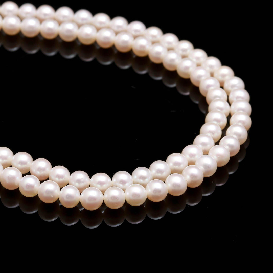 Natural White Pearls Plain Round Beads, High Luster Pearl for Necklace Making, 6 MM Pearls, 5 Inch Strand, Wholesale Beads