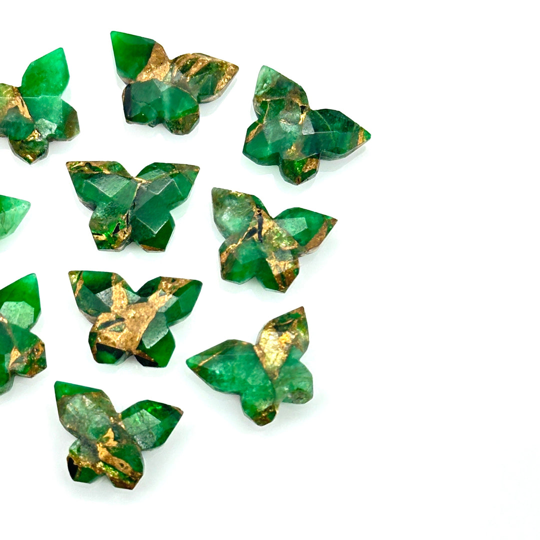 Green Mohave Copper Turquoise Butterfly Shape Beads, Turquoise Butterfly, Faceted Butterfly Gemstone, Green Turquoise Carving Beads 14x10 MM