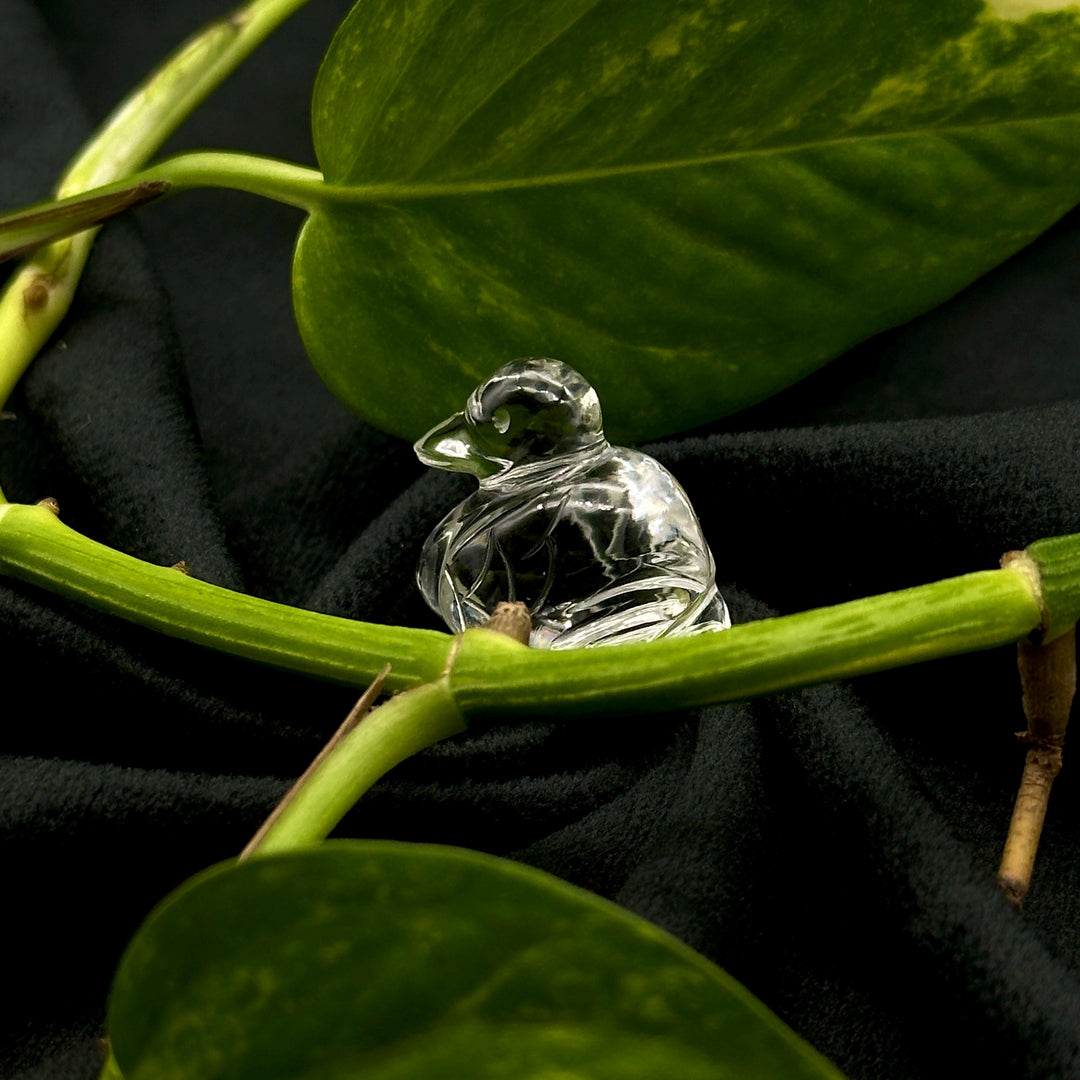 Crystal Quartz Duck Carving: Handmade Gemstone Bead (20x23 MM)