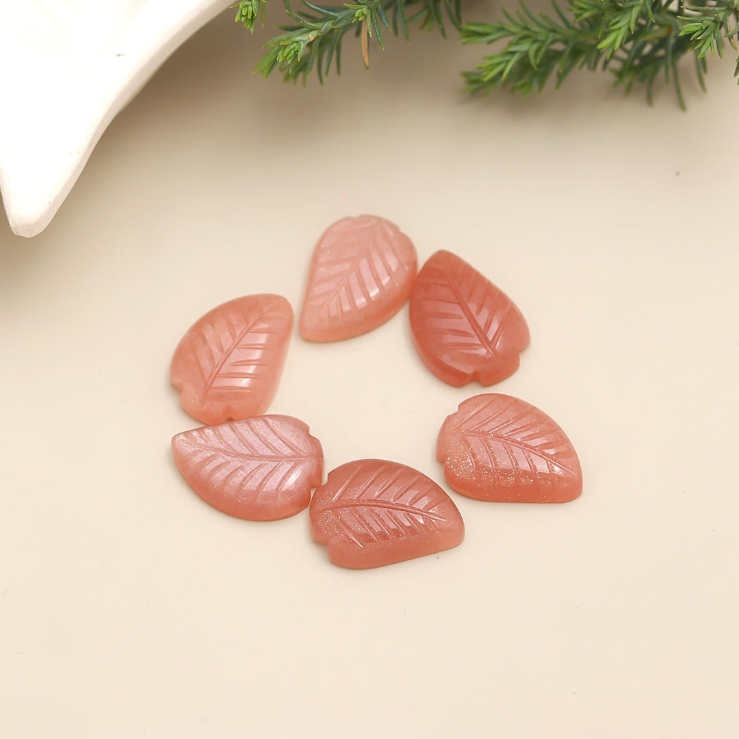 Natural Peach Moonstone Leaf Shape Beads, AAA Moonstone Hand Carved Leaf Shape Gemstone Briolettes, Leaves Beads, 17 MM Loose Leaf Charms