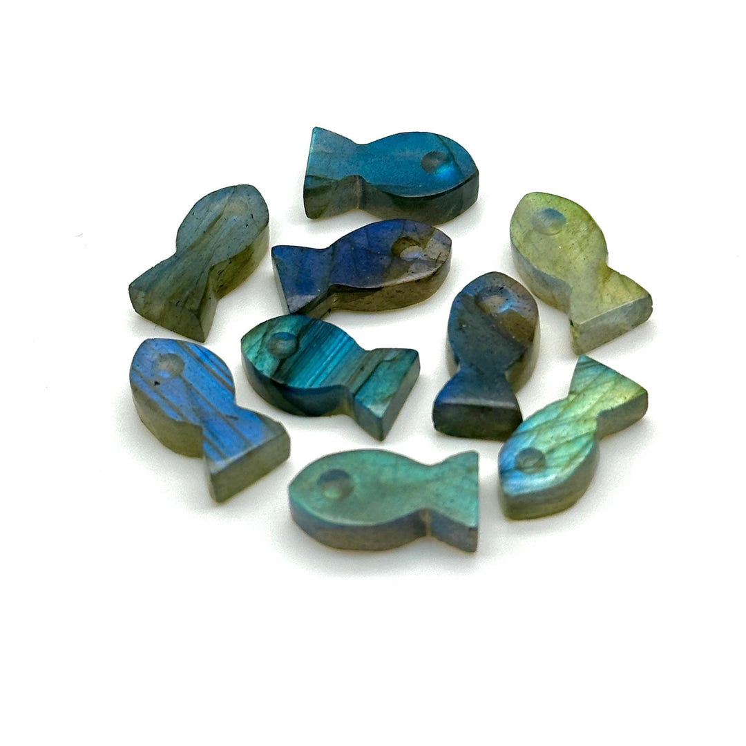 Flashy Natural Labradorite Fish Charm Beads, Fancy Fish Shape Carved Gemstone, 7X14 MM Loose Gemstone Fishes For Jewelry Making, DIY Beads