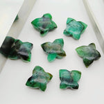 Load image into Gallery viewer, Genuine Emerald Butterfly Shape Carving Gemstone Beads, Hand Carved Smooth Butterfly Charm Beads, Wholesale Gemstone Beads 13X9-14X10 MM