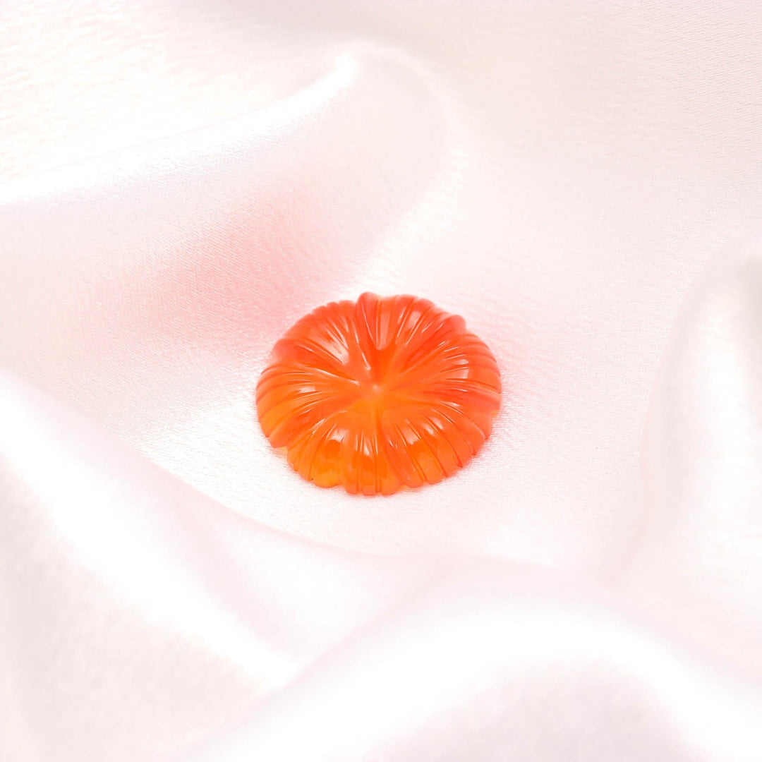 Natural Carnelian Flower Shape Carving, Orange Carnelian Flower Shape Gemstone Beads, Flower Charms, 25 MM Reiki Healing Crystal Gifts