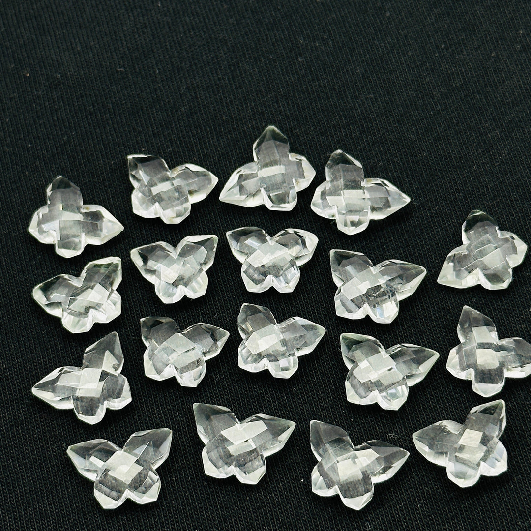 Natural Crystal Quartz Butterfly Shape Gemstone Beads, Handmade Faceted Butterfly Shape Carving Beads, Crystal Briolettes Beads 14x10 MM