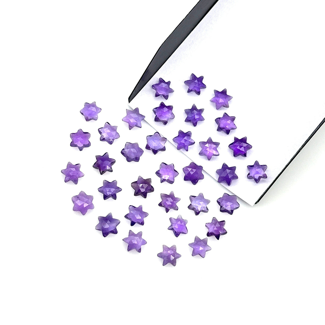 Super Cute Natural Amethyst Stars, Purple Amethyst Star Shape Beads, 6 MM Star Shape Gemstone for Jewlery, 6 Sides Carving Star Beads