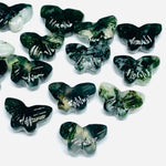 Load image into Gallery viewer, 2,3,4,5,6 100% Natural Moss agate Butterfly Shape Carving ,Hand carved Butterfly shape Gemstone, carved Gemstone jewellery Making,12X7 mm