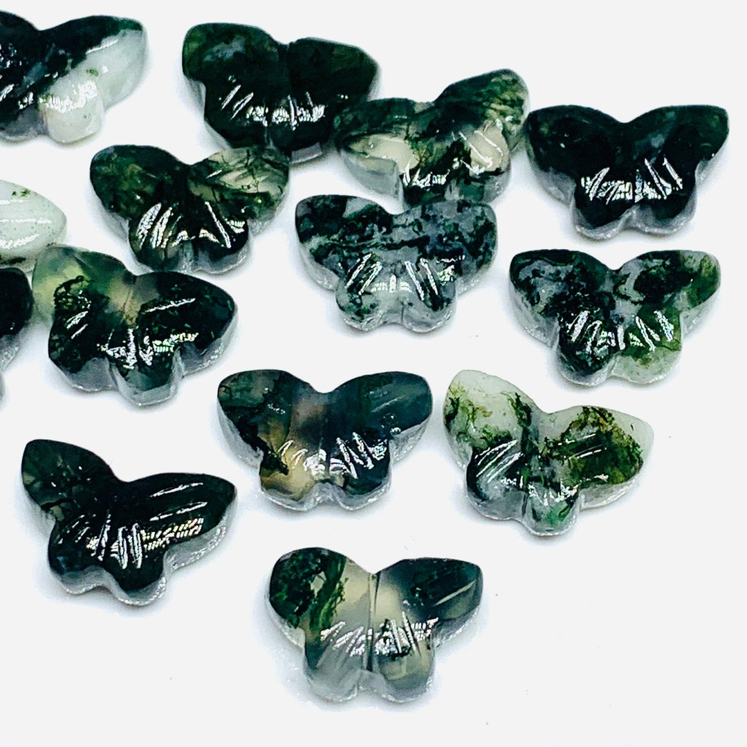 2,3,4,5,6 100% Natural Moss agate Butterfly Shape Carving ,Hand carved Butterfly shape Gemstone, carved Gemstone jewellery Making,12X7 mm