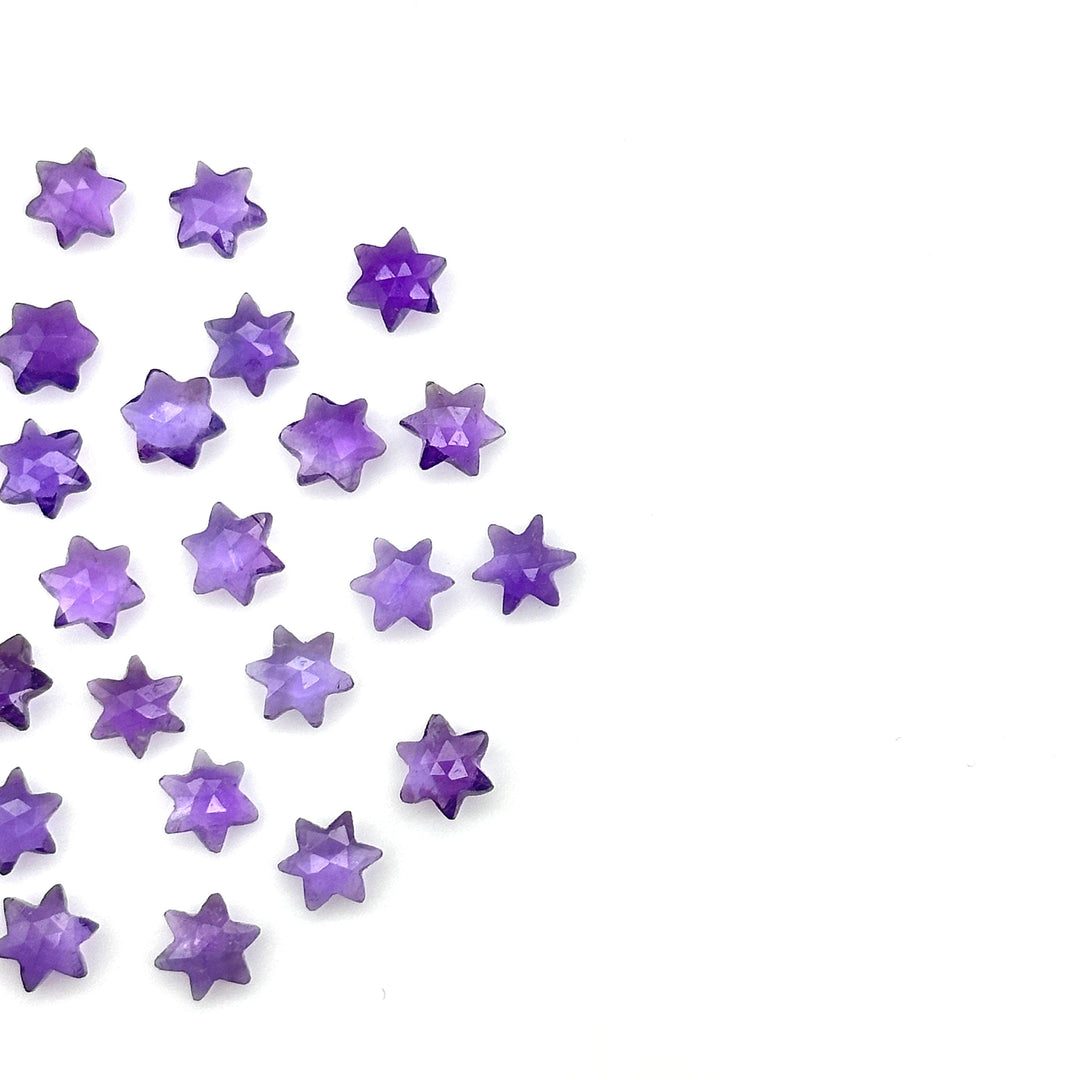 Super Cute Natural Amethyst Stars, Purple Amethyst Star Shape Beads, 6 MM Star Shape Gemstone for Jewlery, 6 Sides Carving Star Beads