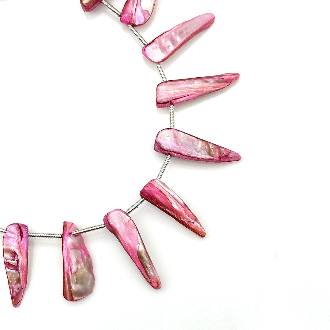 Beautiful Long Pink Sea Pearl Beads, Coated Teeth Shape Pearl Gemstone, 26 MM Fancy Jewelry Making Wholesale Beads, Sea Pearl for Diy Craft