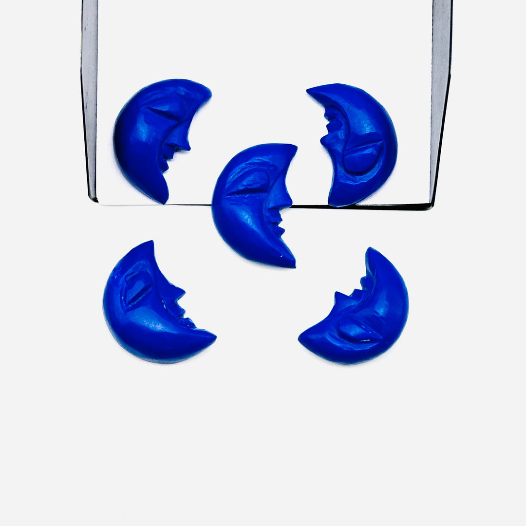 Hand Carved Lapis Lazuli Moon Face, Dark Blue Lapis Lazuli, 18X13 MM, Jewelry Making Carving Gemstone, Carved Face Crystal, Face Charm Beads