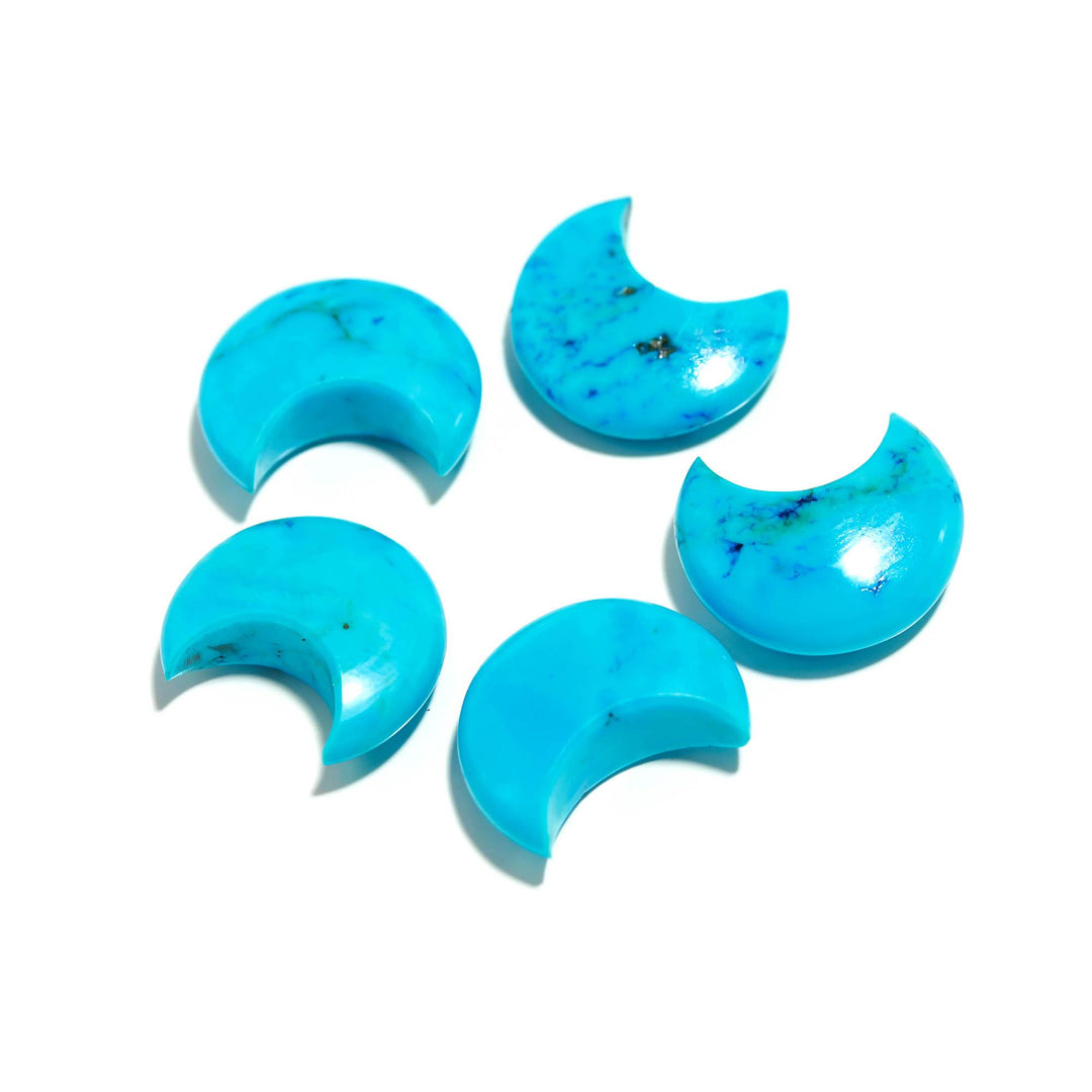 Blue Turquoise Smooth Moon Shape Beads18 MM, Hand Carved Cresent Moon Briolette's for Jewelry Making