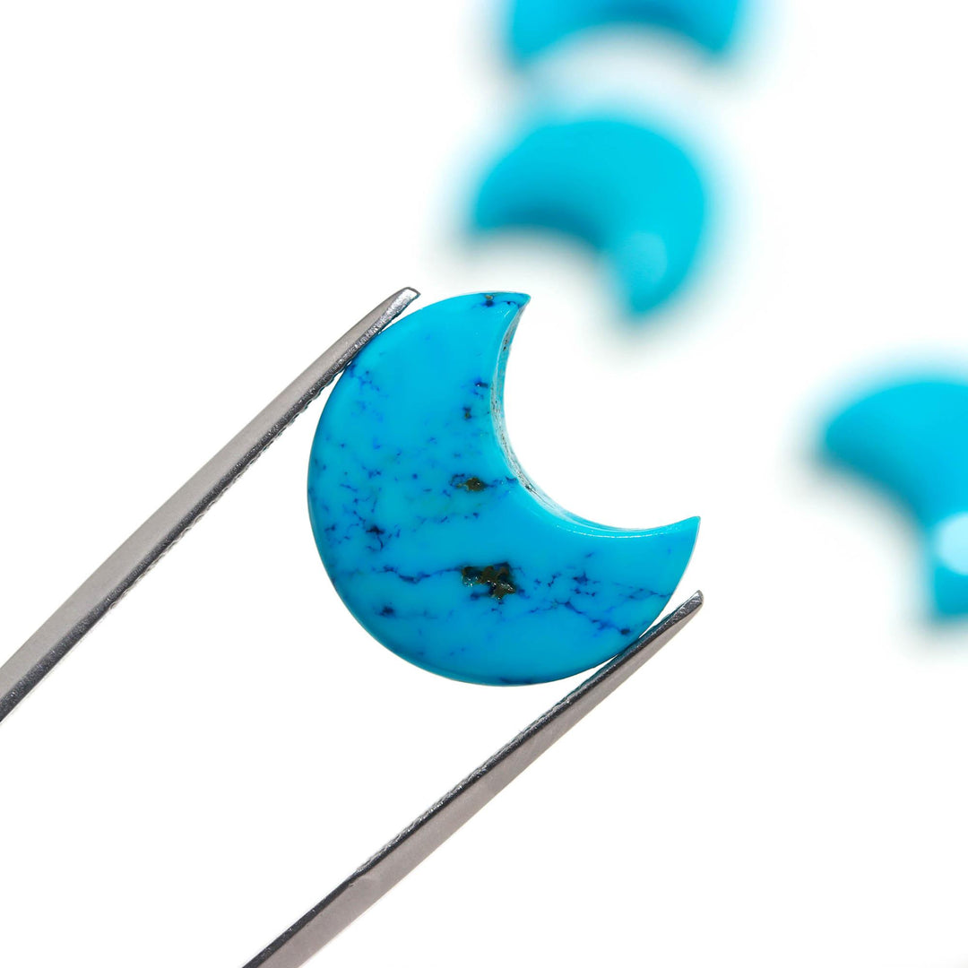 Blue Turquoise Smooth Moon Shape Beads18 MM, Hand Carved Cresent Moon Briolette's for Jewelry Making